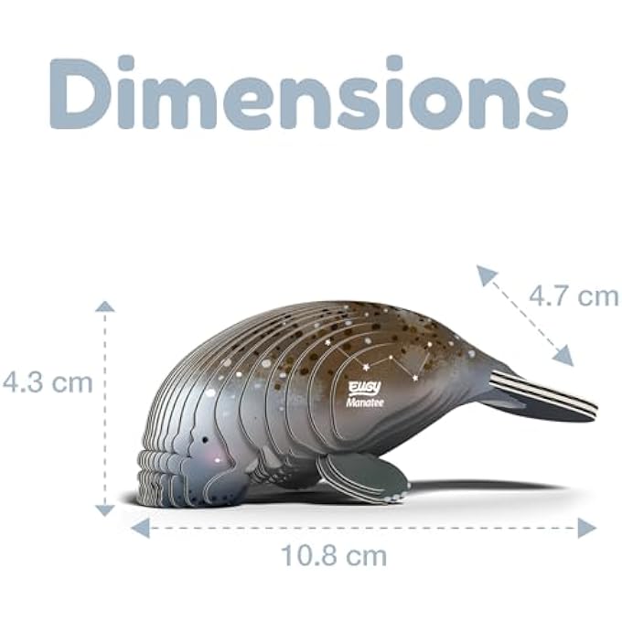 MANATEE  3D PUZZLE NO. 112  CREATIVE TOY MADE OF RECYCLED CARDBOARD  FOR CHILDREN AGED 6 AND ADULTS UP TO 99  EDUCATIONAL AND ECOLOGICAL PUZZLE - Image 3